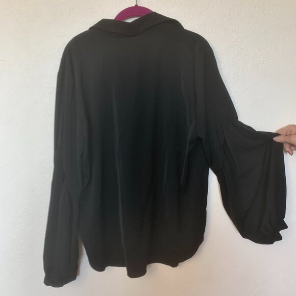 Grace Karin XL black blouse - Renaissance long sleeves - button up top - Picture 4 of 5